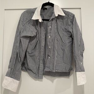 J crew blue pin striped shirt